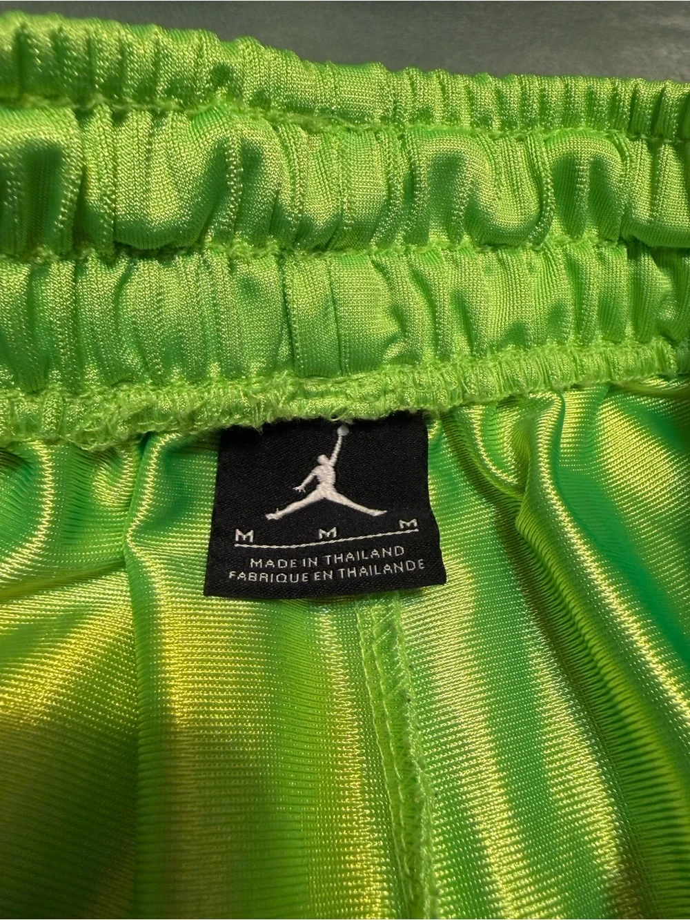 Jordan Neon Green Basketball Shorts with Black & White Panels